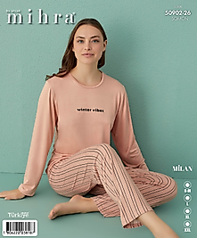 mihra milan sıfır yaka 2 li pijama takımı