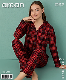 arcan süet düğmeli pijama takımı
