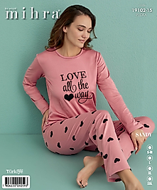 mihra milan sıfır yaka 2 li pijama takımı