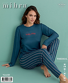 mihra termal 2li sıfır yaka pijama takımı