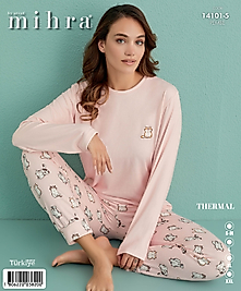 mihra termal 2li sıfır yaka pijama takımı