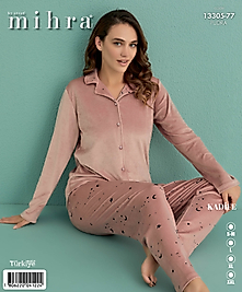 mihra kadife düğmeli 2li pijama takımı