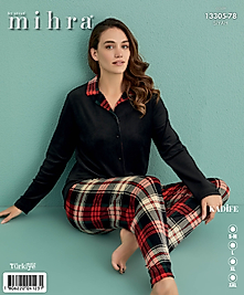mihra kadife 2li düğmeli pijama takımı