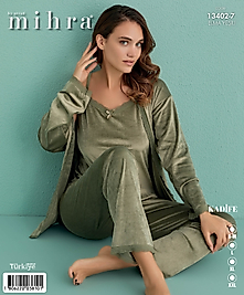 MİHRA KADİFE 3LÜ PİJAMA TAKIMI