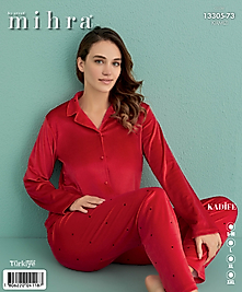 mihra kadife düğmeli 2li pijama takımı