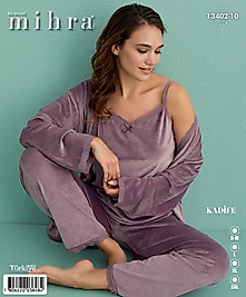 MİHRA KADİFE 3LÜ PİJAMA TAKIMI