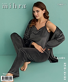 MİHRA KADİFE 3LÜ PİJAMA TAKIMI