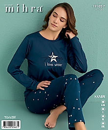 mihra milan sıfır yaka 2 li pijama takımı