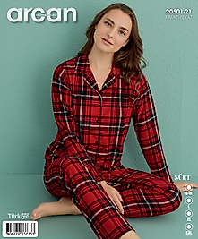 arcan süet düğmeli pijama takımı