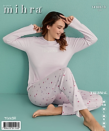 mihra termal 2li sıfır yaka pijama takımı