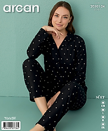 arcan süet düğmeli pijama takımı