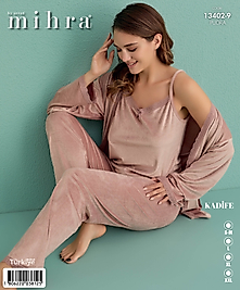 MİHRA KADİFE 3LÜ PİJAMA TAKIMI